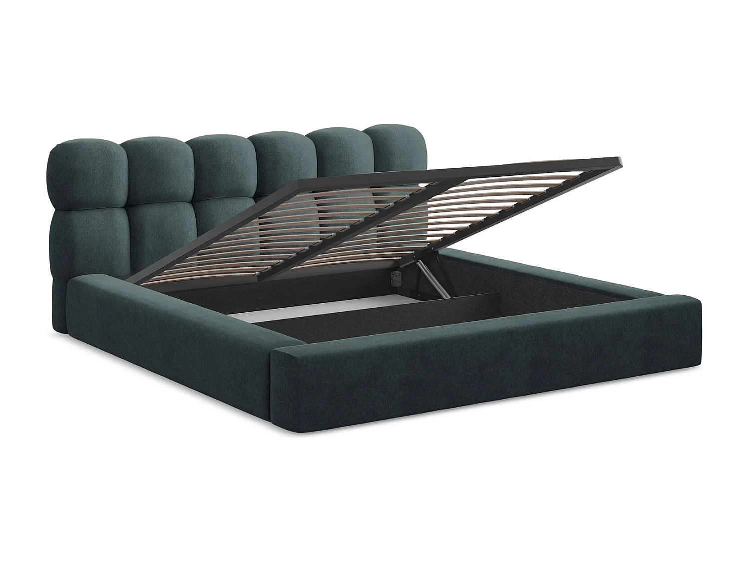 Polsterbed mit Stauraum - 200 x 240 - Samt - Marine - KAHU