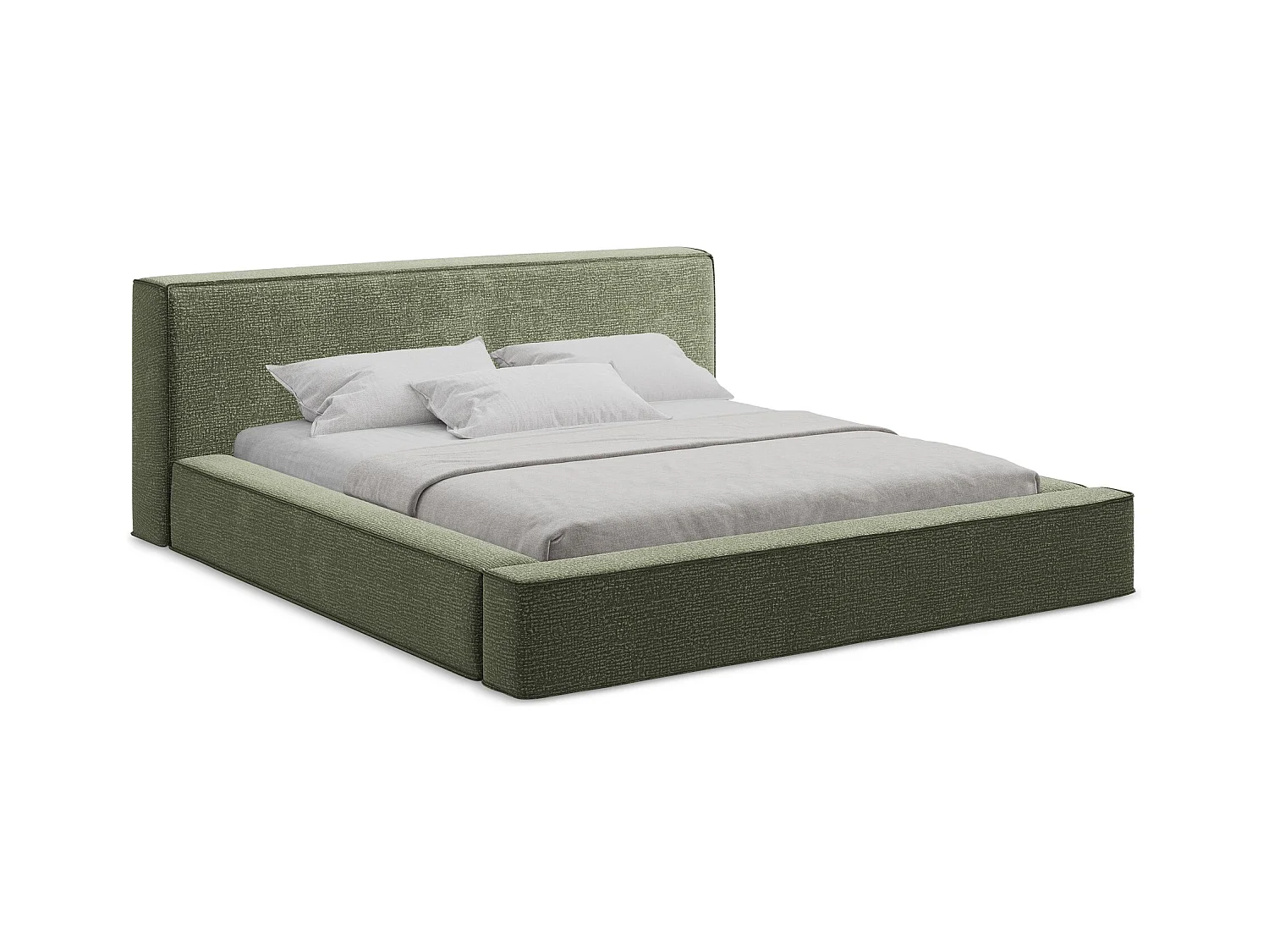 Polsterbed mit Stauraum - 200 x 240 - Strukturstoff - Olive - NOHO