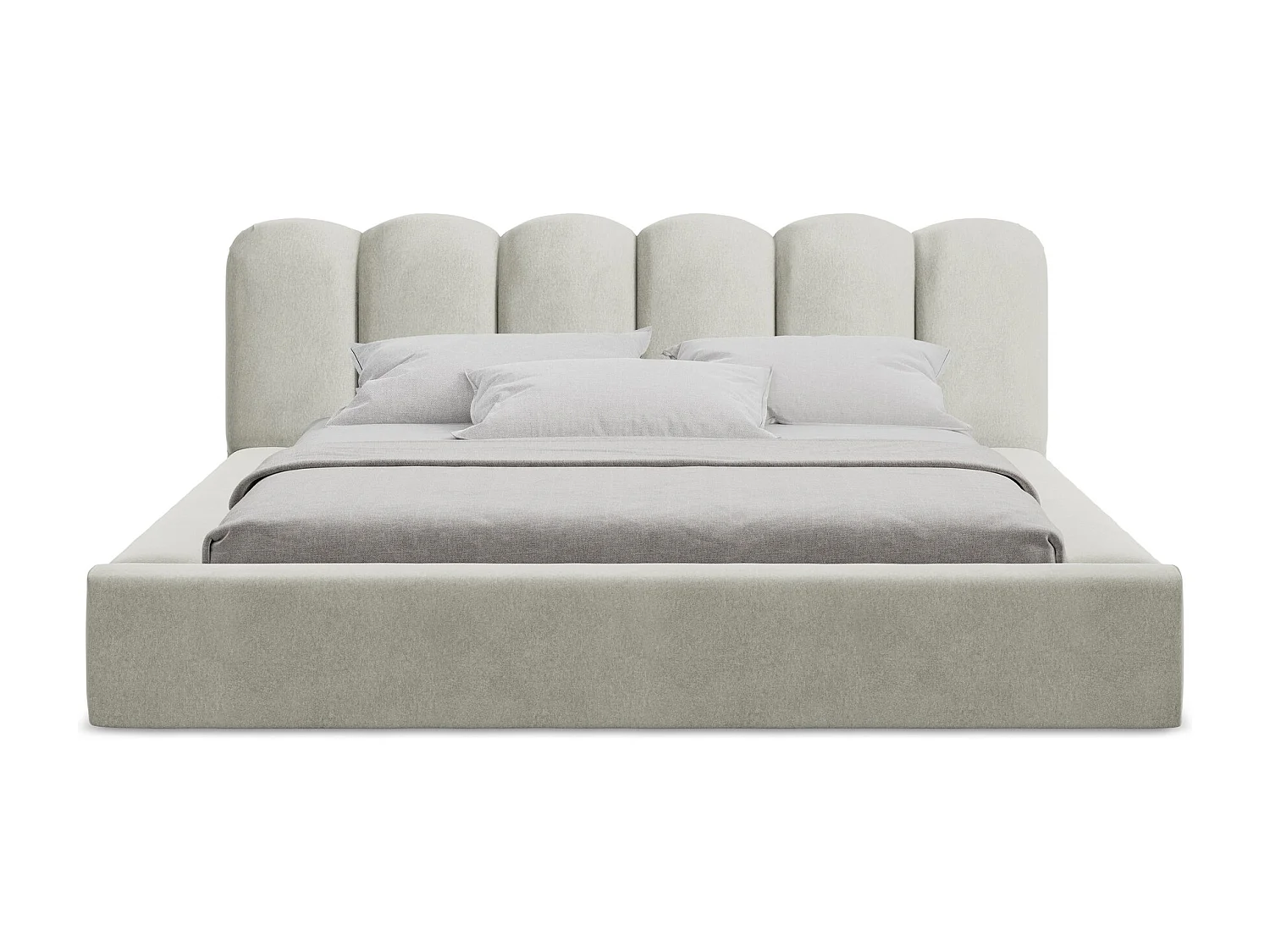 Polsterbed mit Stauraum - 180 x 238 - Samt - Hellgrau - MANO