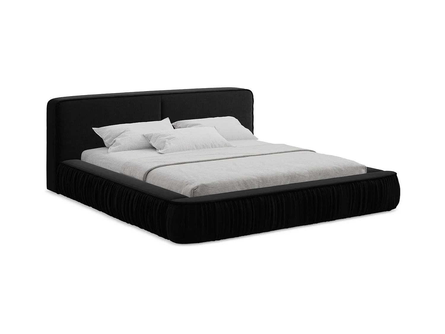 Lit rembourré avec rangement 178 x 238 - en Samt - noir - KEONI