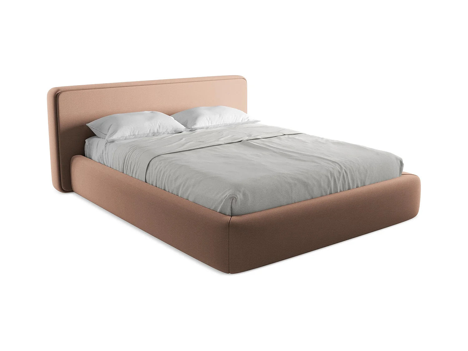 Lit rembourré avec rangement 200 x 225 - en Bouclé - rose sourd - KIANA