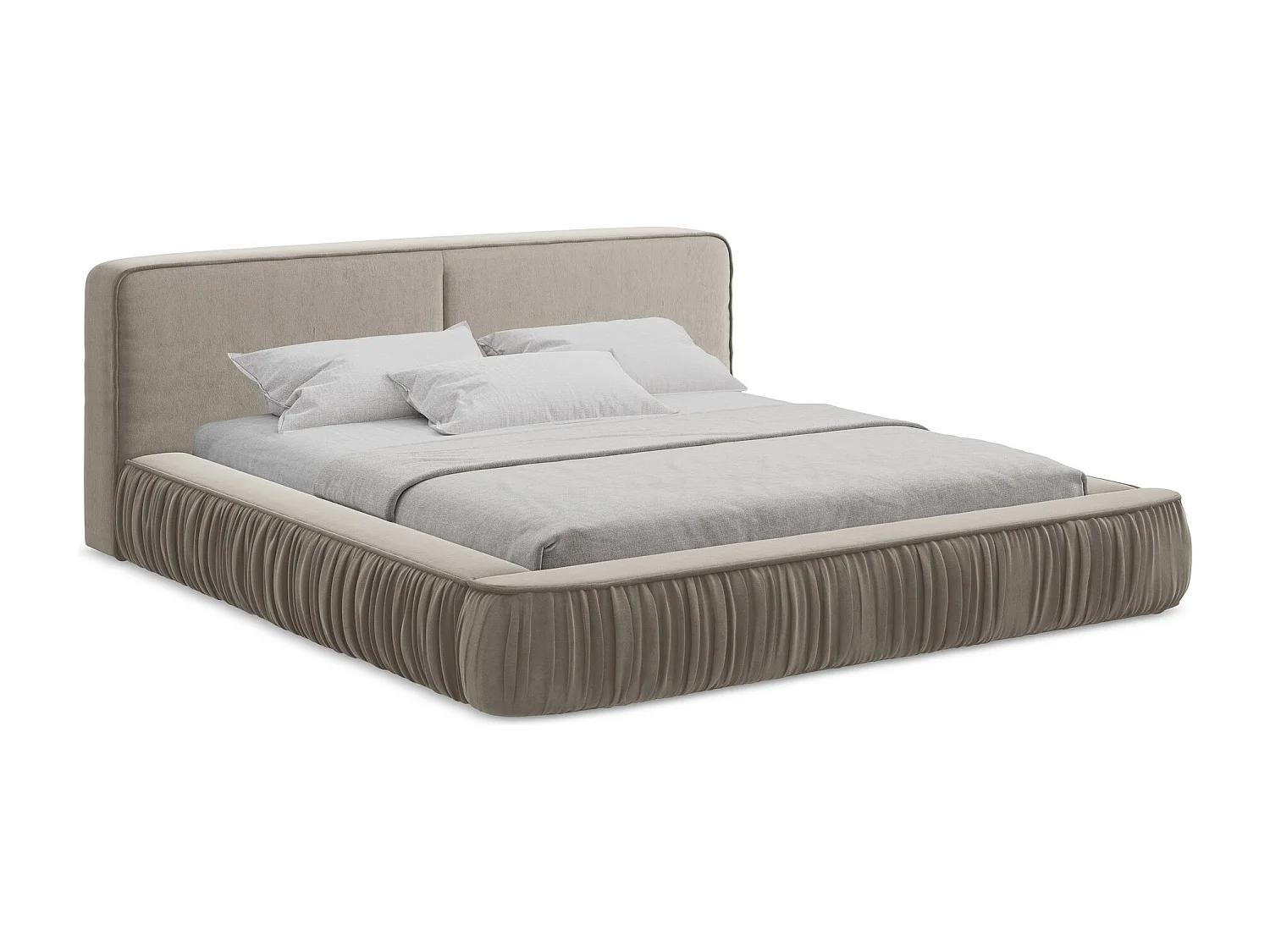 Bed met opbergruimte - 198 x 238 van Taupe Fluweel - KEONI