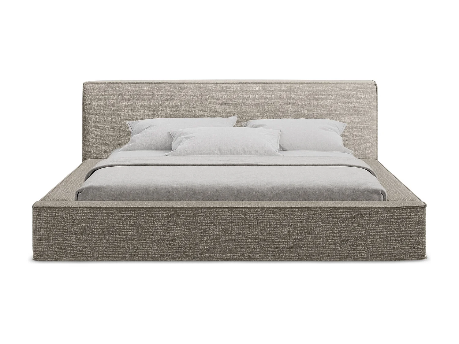 Polsterbed mit Stauraum - 220 x 240 - Strukturstoff - Taupe - NOHO