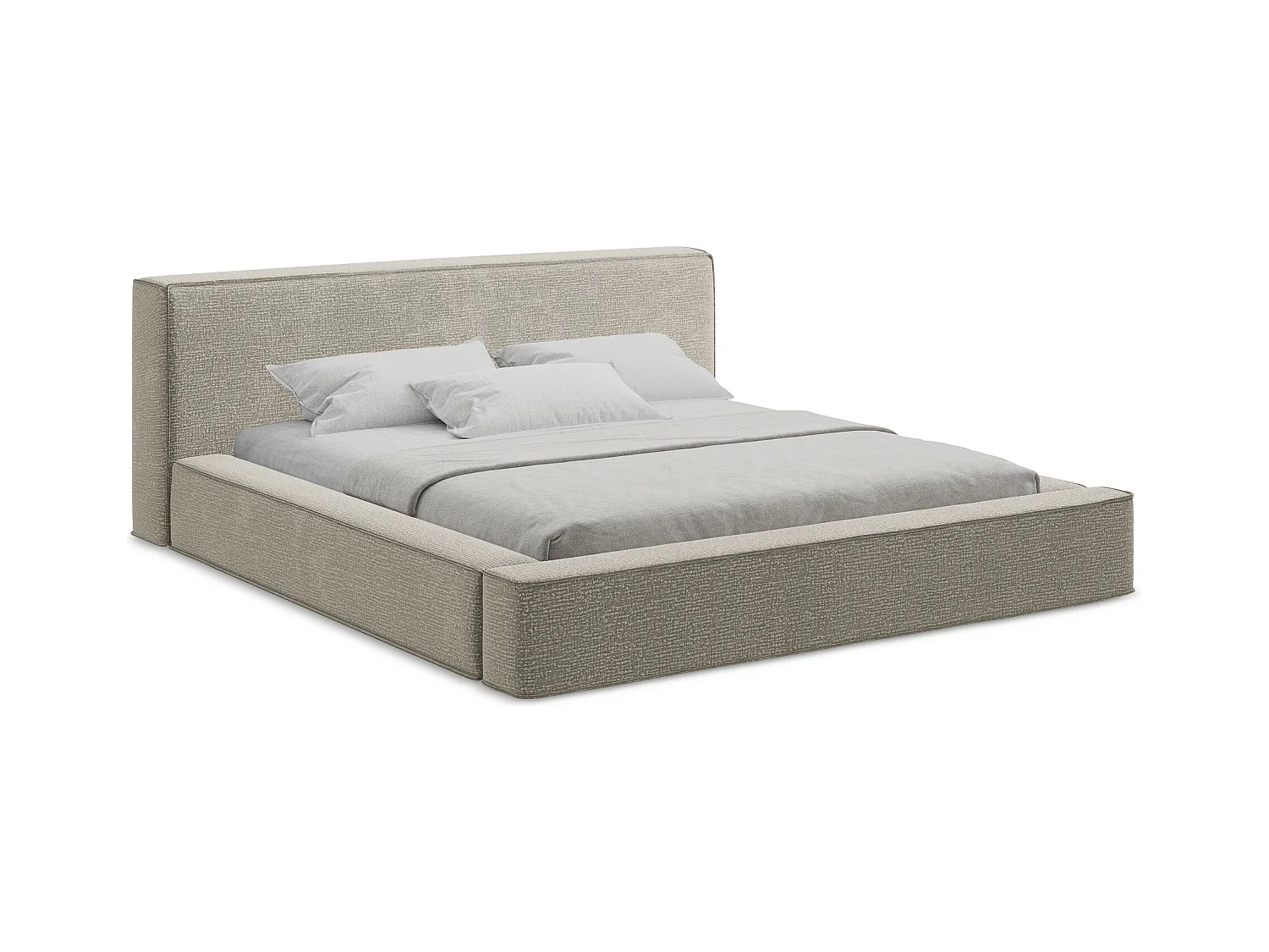 Lit rembourré avec rangement 220 x 240 - en Strukturstoff - taupe - NOHO