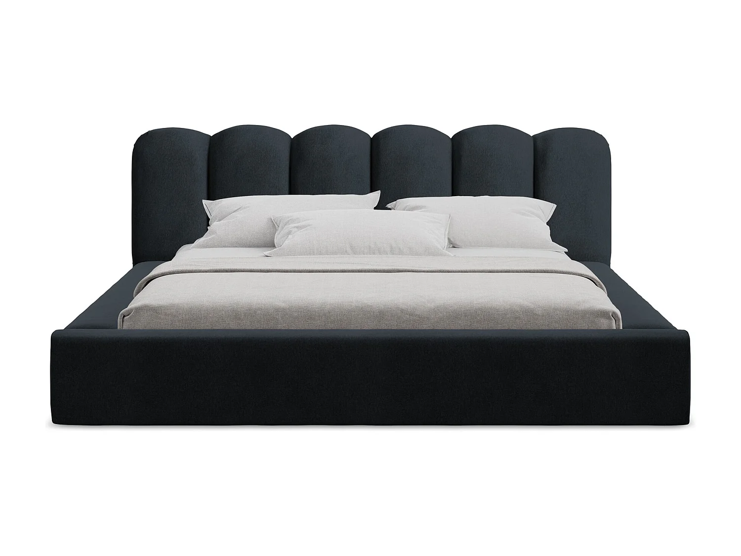 Polsterbed mit Stauraum - 220 x 238 - Samt - Königsblau - MANO