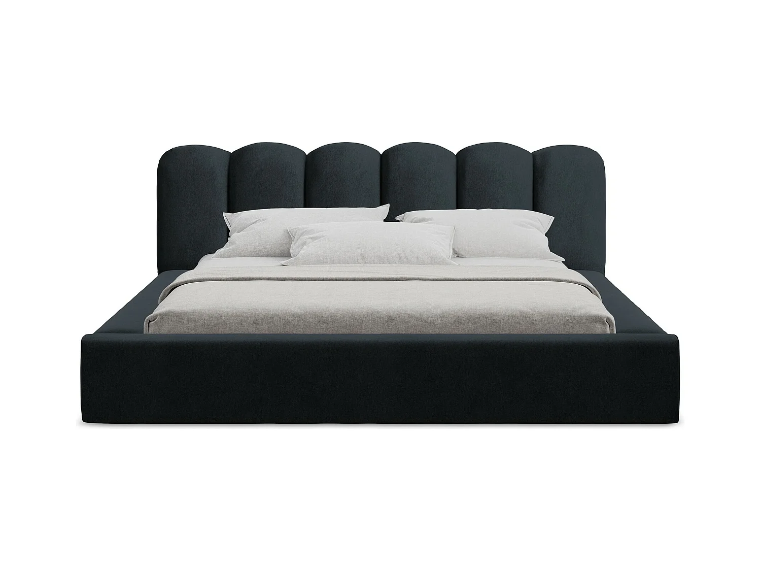 Tapicerowane łóżko z pojemnikiem 220 x 238 - Aksamit - Królewski niebieski - MANO