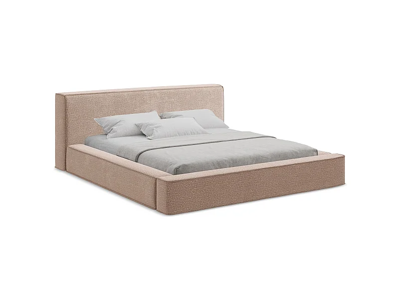 Polsterbed mit Stauraum - 220 x 240 - Strukturstoff - Gedämpftes Rosa - NOHO
