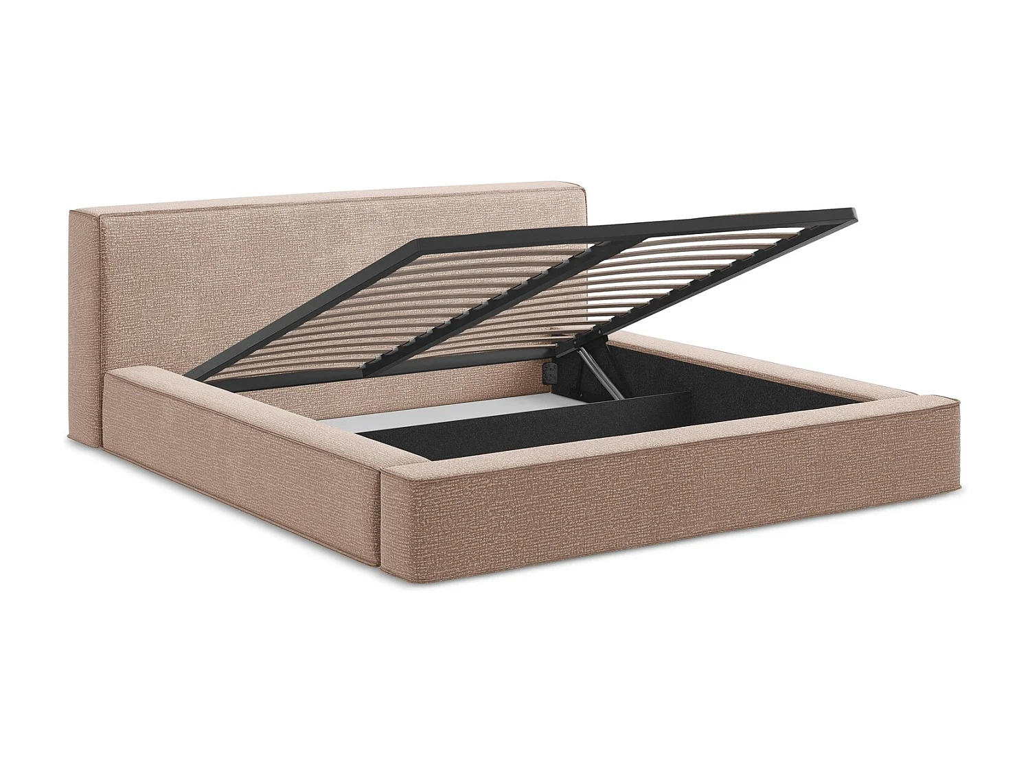 Polsterbed mit Stauraum - 220 x 240 - Strukturstoff - Gedämpftes Rosa - NOHO