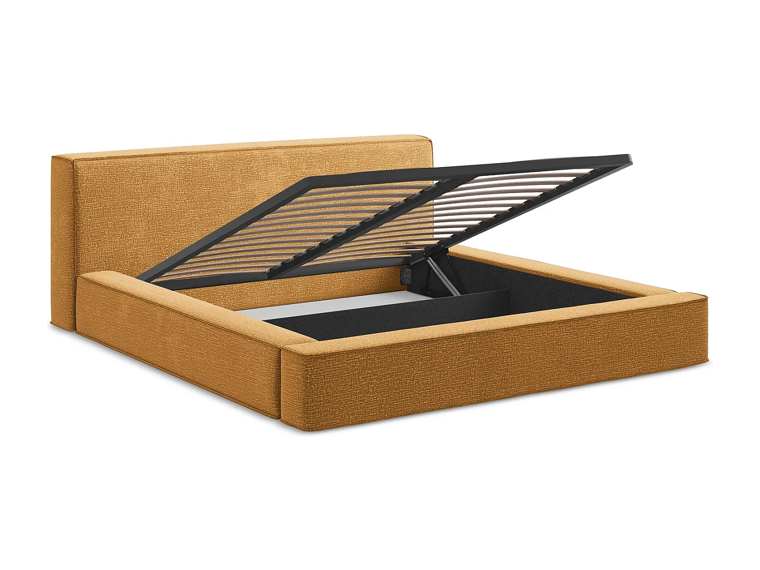 Lit rembourré avec rangement 200 x 240 - en Strukturstoff - moutarde - NOHO