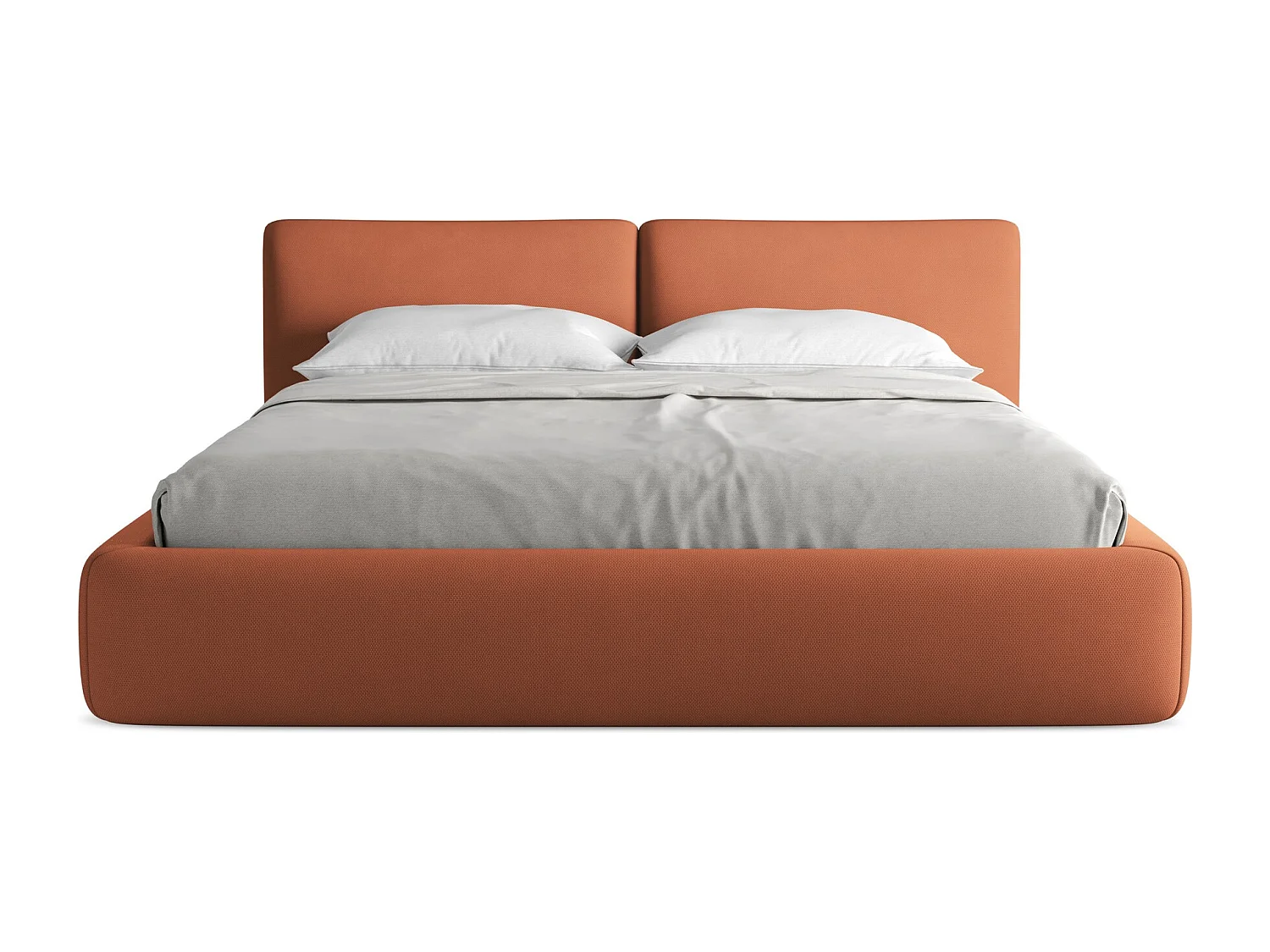 Cama com espaço de arrumação 180x200 cm em tecido chenille - terracota - HOKU