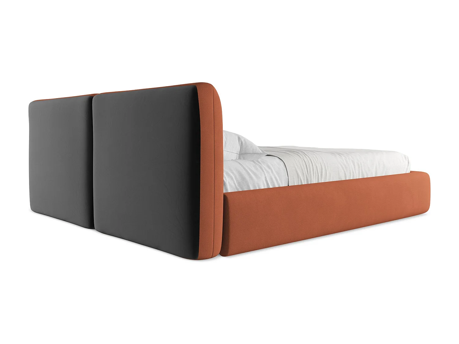 Cama com espaço de arrumação 180x200 cm em tecido chenille - terracota - HOKU