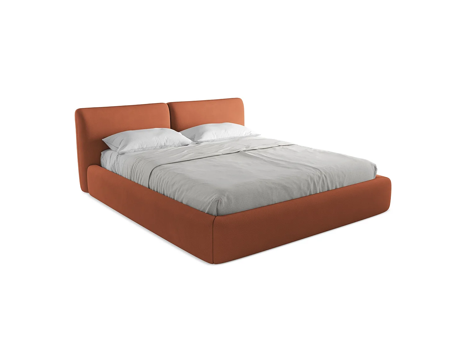 Polsterbed mit Stauraum - 200 x 228 - Chenille - Terrakotta - MILANO