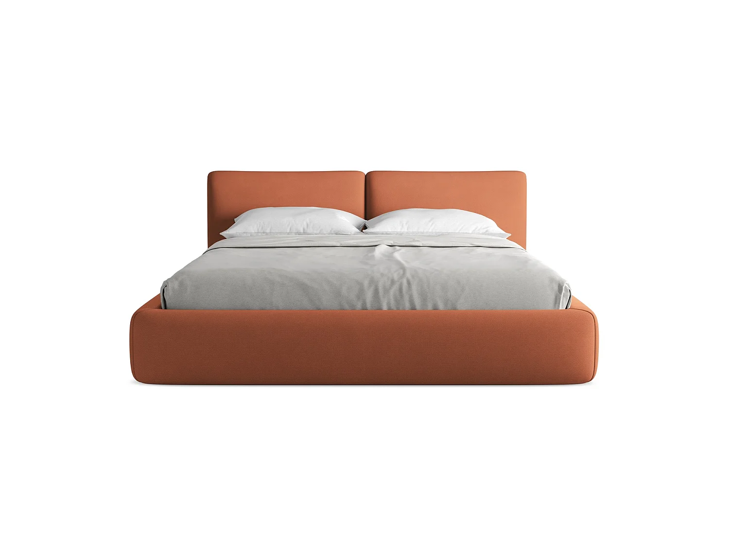 Polsterbed mit Stauraum - 200 x 228 - Chenille - Terrakotta - MILANO