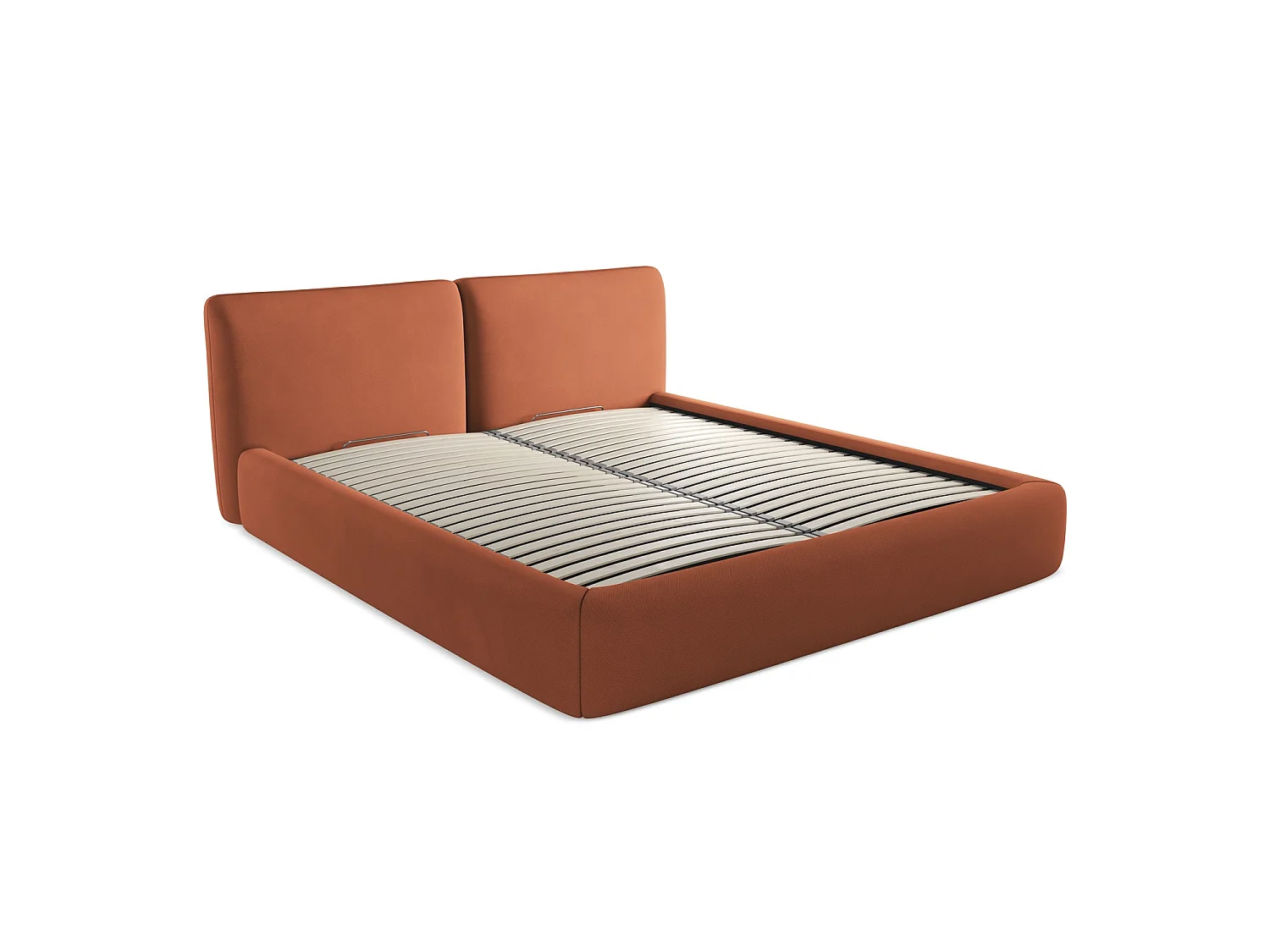 Polsterbed mit Stauraum - 200 x 228 - Chenille - Terrakotta - MILANO