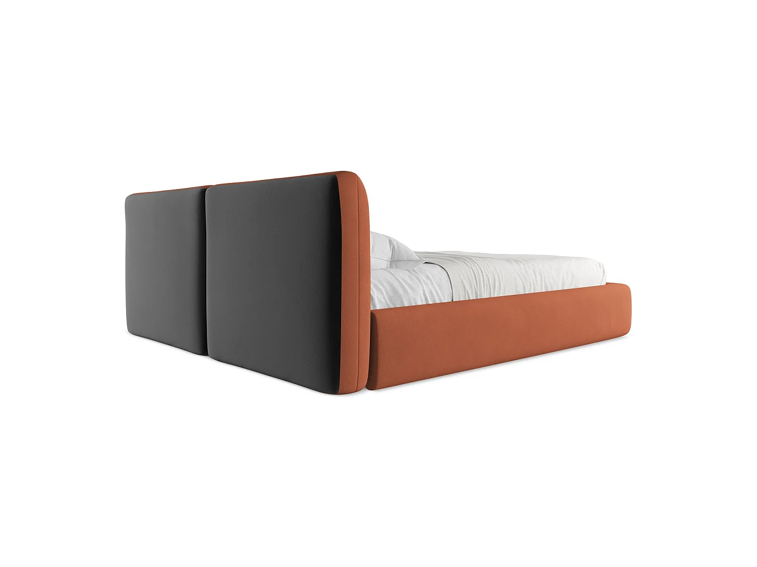 Polsterbed mit Stauraum - 200 x 228 - Chenille - Terrakotta - MILANO