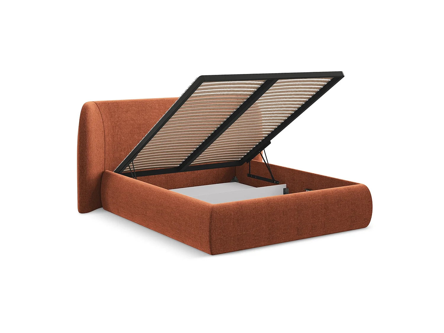 Polsterbed mit Stauraum - 210 x 215 - Chenille - Terrakotta - TRIESTE