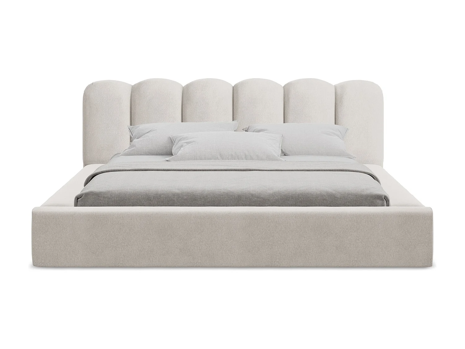 Lit rembourré avec rangement 220 x 238 - en Samt - beige clair - MANO