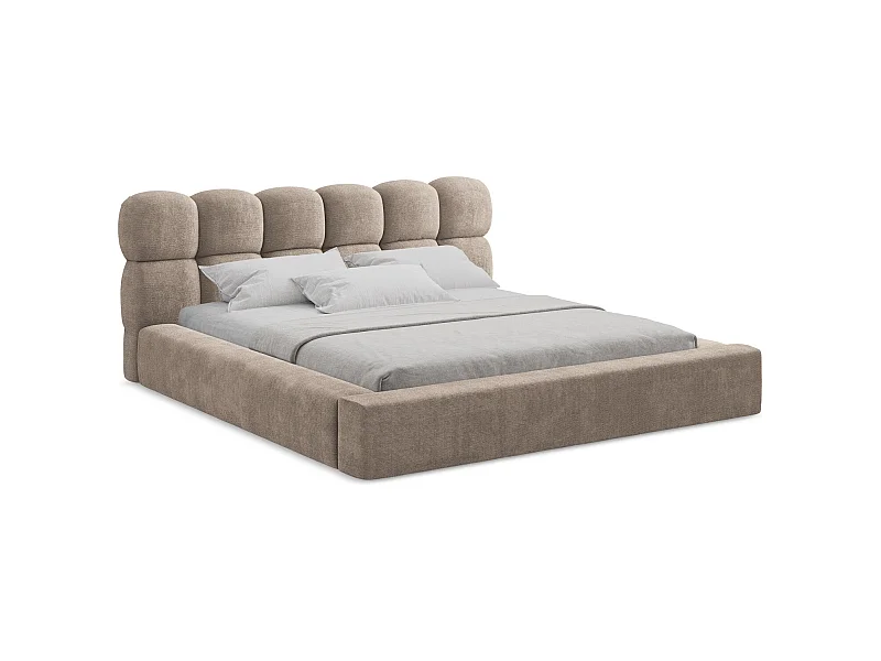 Polsterbed mit Stauraum - 180 x 240 - Chenille - Dunkelbeige - KAHU