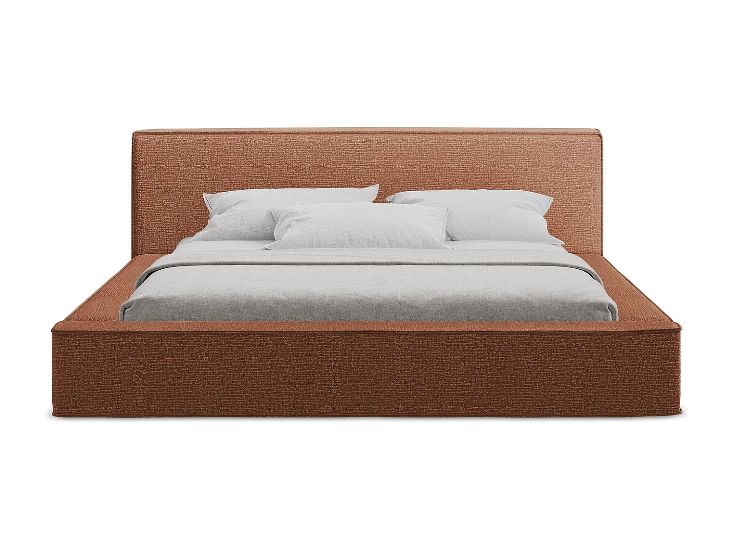 Polsterbed mit Stauraum - 180 x 240 - Strukturstoff - Terrakotta - NOHO