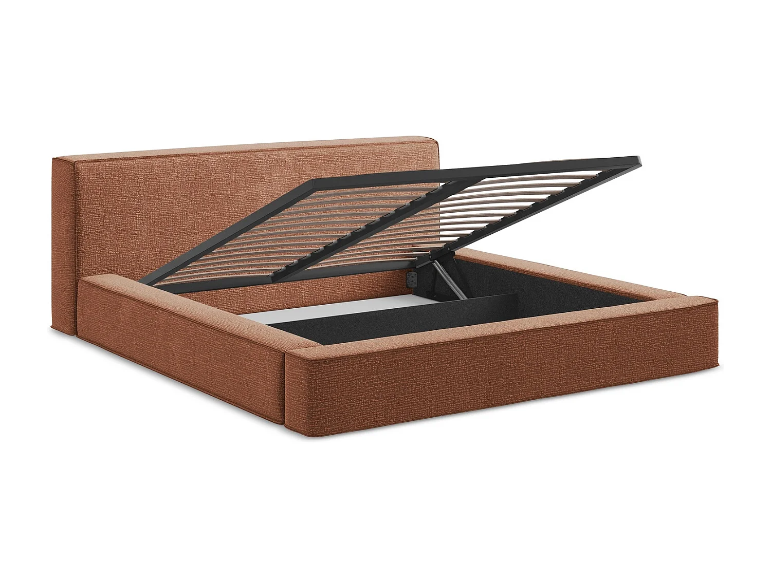 Polsterbed mit Stauraum - 180 x 240 - Strukturstoff - Terrakotta - NOHO