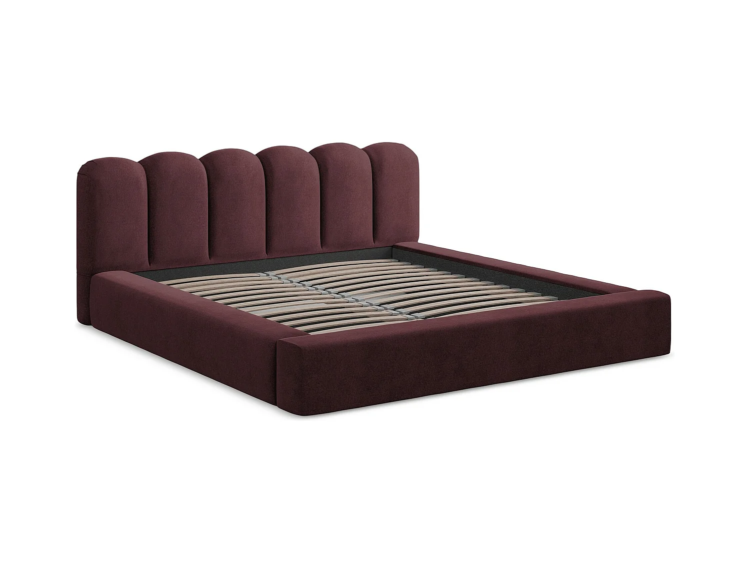 Polsterbed mit Stauraum - 200 x 238 - Samt - Burgund - MANO