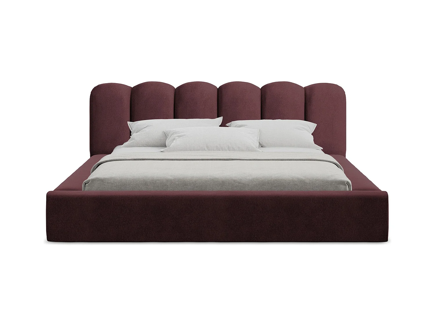 Polsterbed mit Stauraum - 200 x 238 - Samt - Burgund - MANO