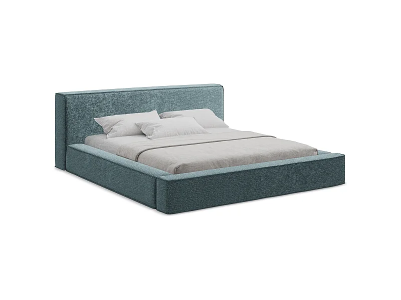 Polsterbed mit Stauraum - 220 x 240 - Strukturstoff - Marine - NOHO