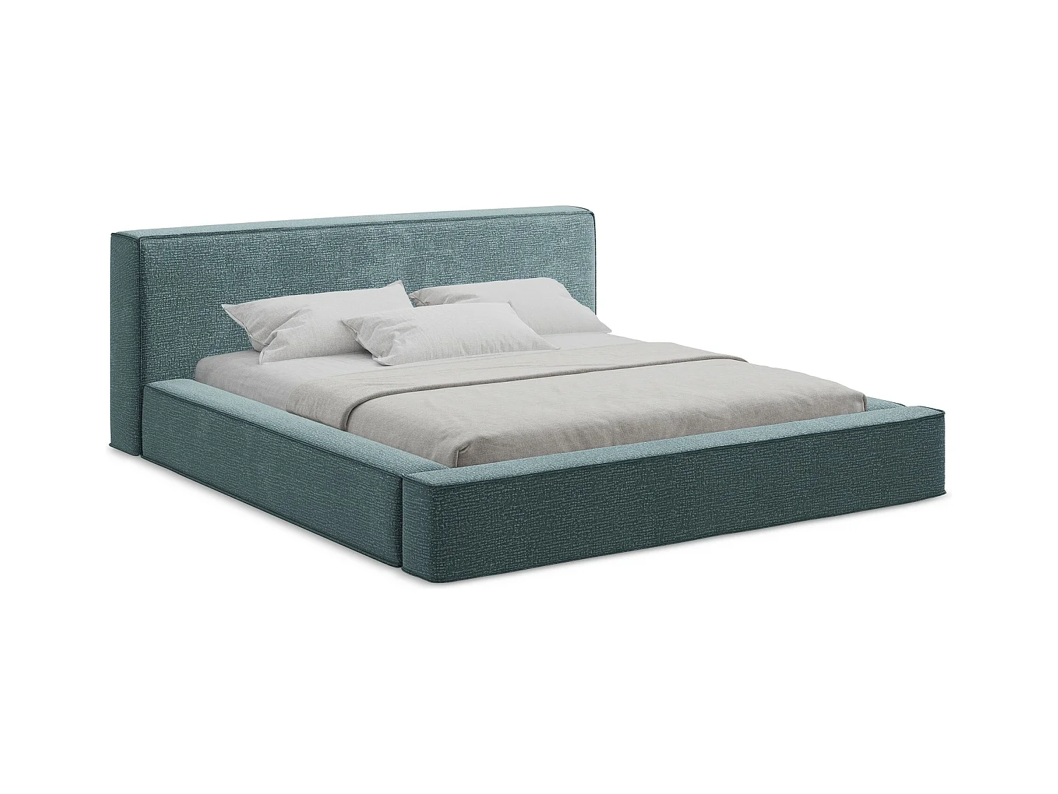 Lit rembourré avec rangement 220 x 240 - en Strukturstoff - marin - NOHO