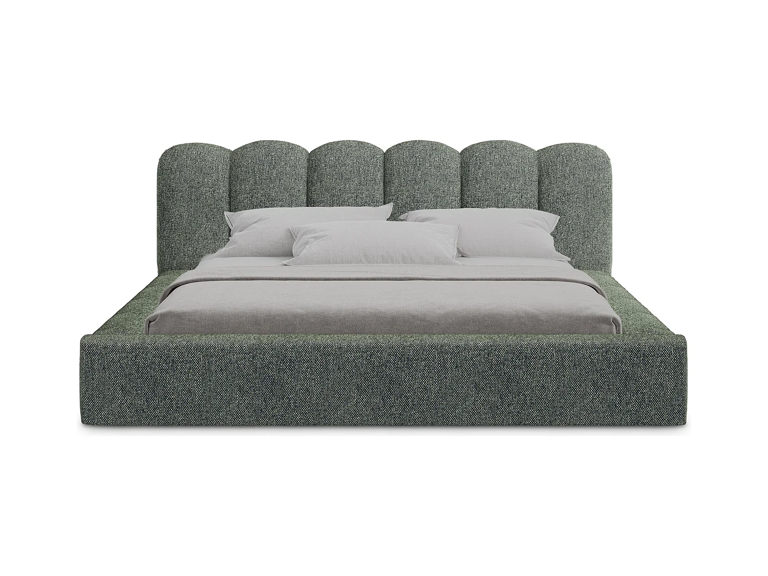 Lit rembourré avec rangement 220 x 238 - en Strukturstoff - vert - MANO