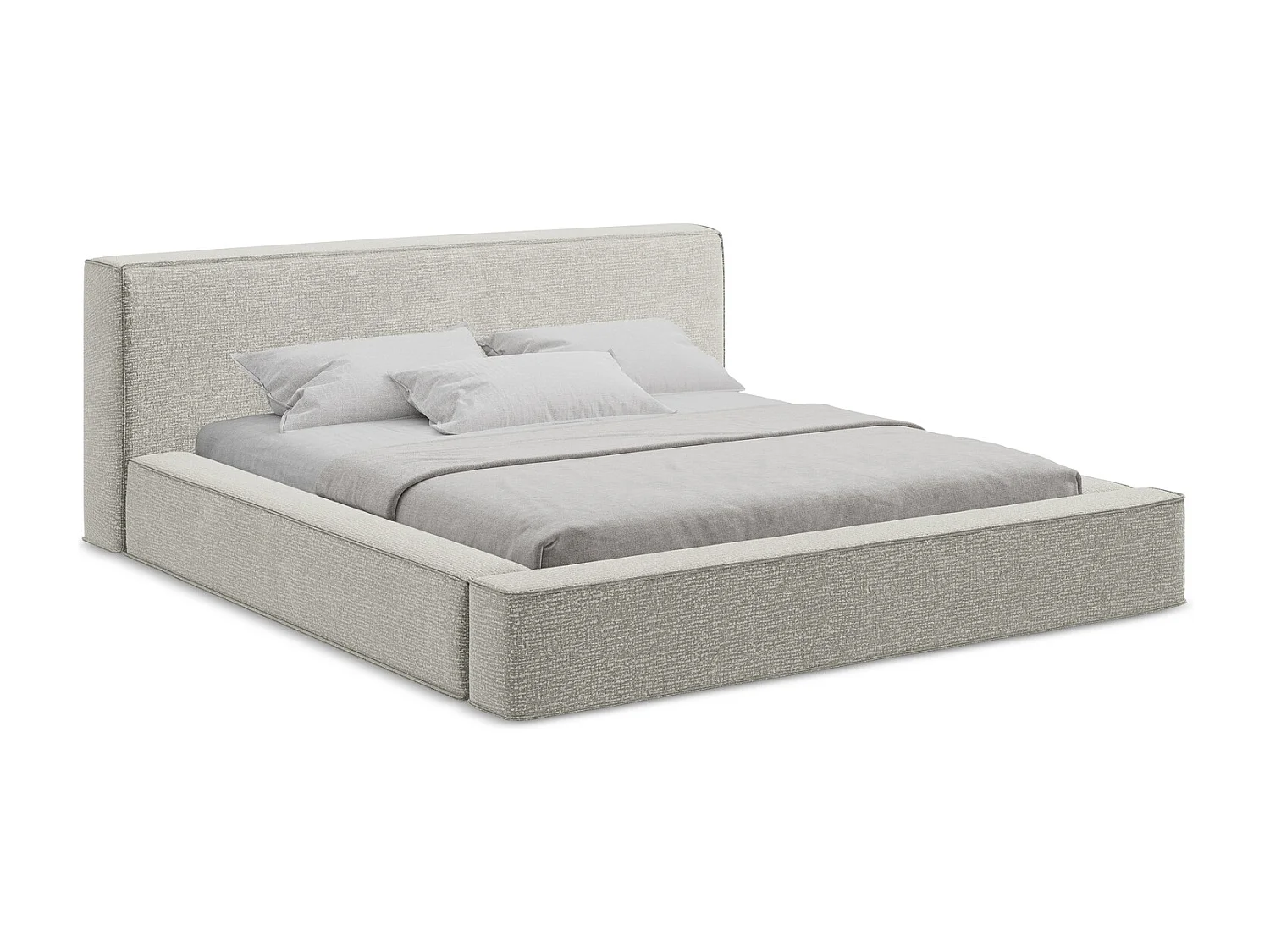 Polsterbed mit Stauraum - 180 x 240 - Strukturstoff - Hellgrau - NOHO
