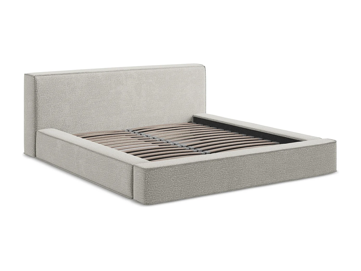 Polsterbed mit Stauraum - 180 x 240 - Strukturstoff - Hellgrau - NOHO