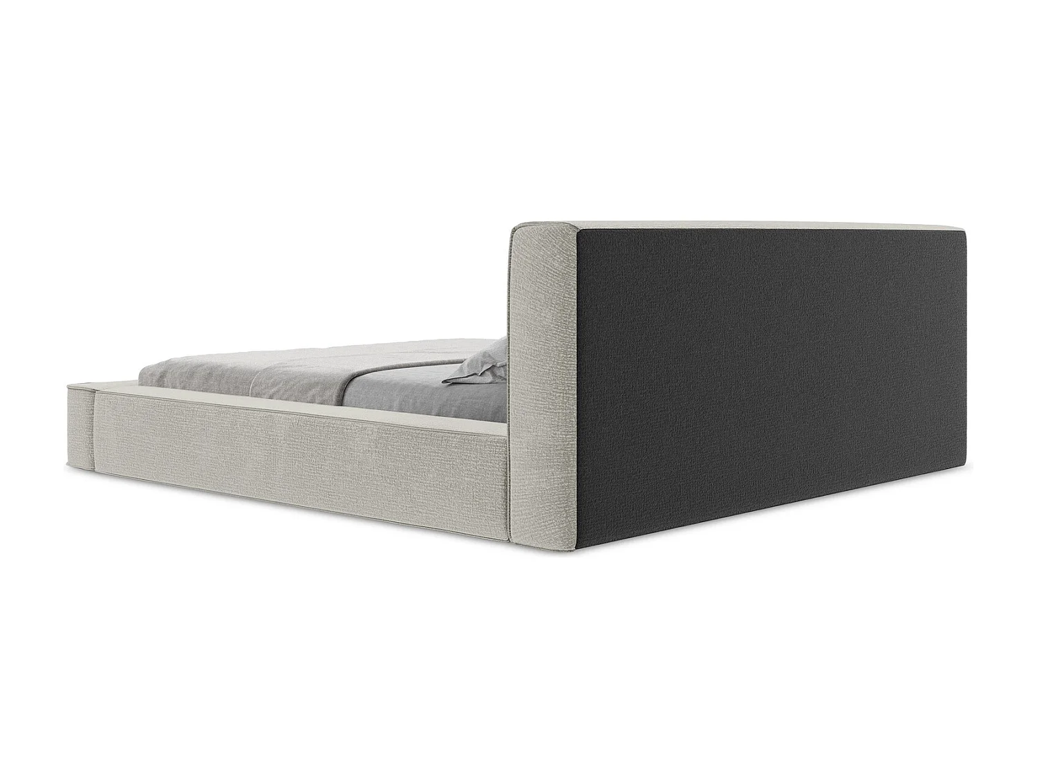 Polsterbed mit Stauraum - 180 x 240 - Strukturstoff - Hellgrau - NOHO