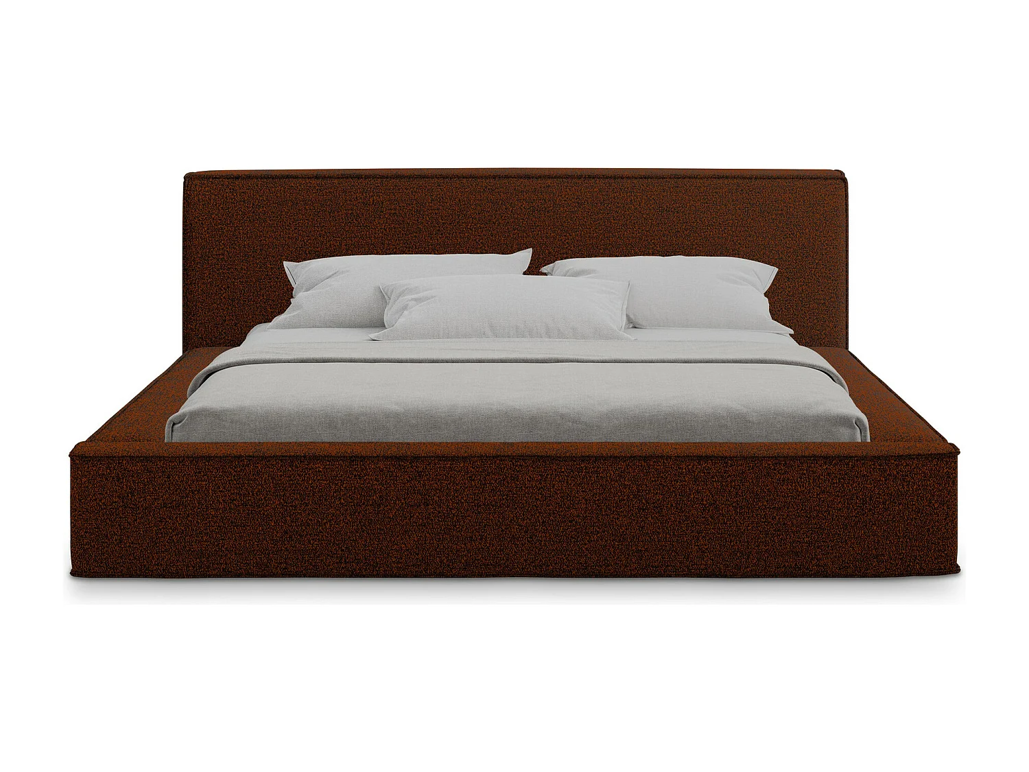 Lit rembourré avec rangement 220 x 240 - en Bouclé - terre cuite - NOHO