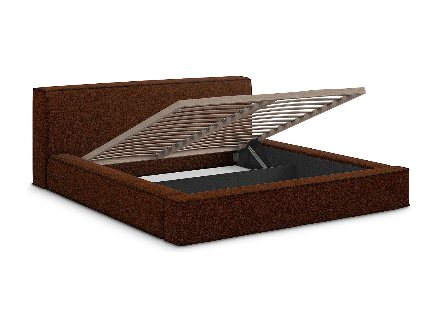 Lit rembourré avec rangement 220 x 240 - en Bouclé - terre cuite - NOHO