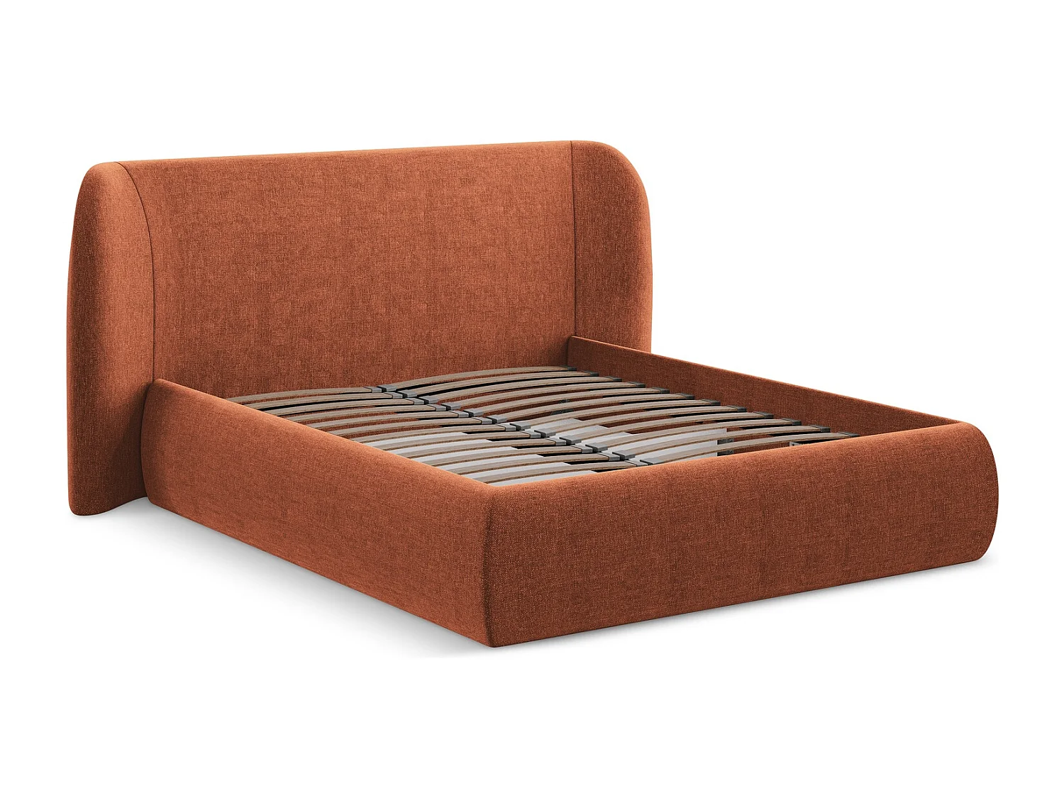 Polsterbed mit Stauraum - 230 x 215 - Chenille - Terrakotta - HAUKE
