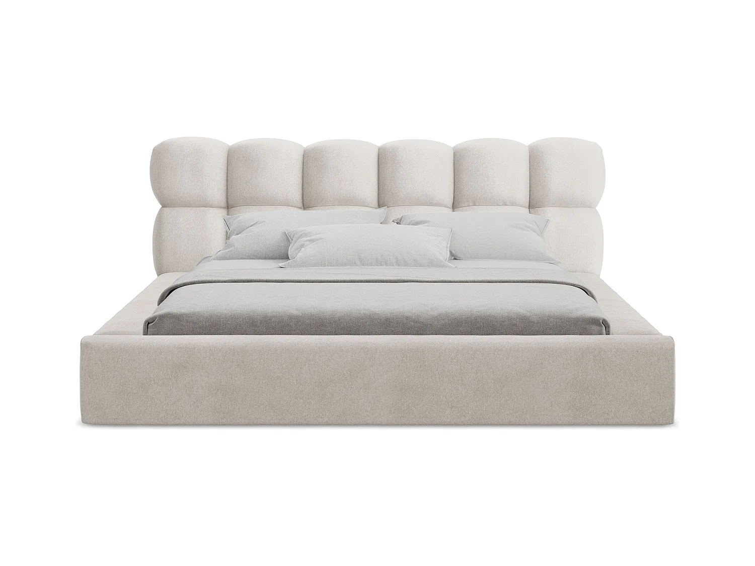 Cama con almacenaje de terciopelo - 180x200 cmKAHU - beige claro - KAHU