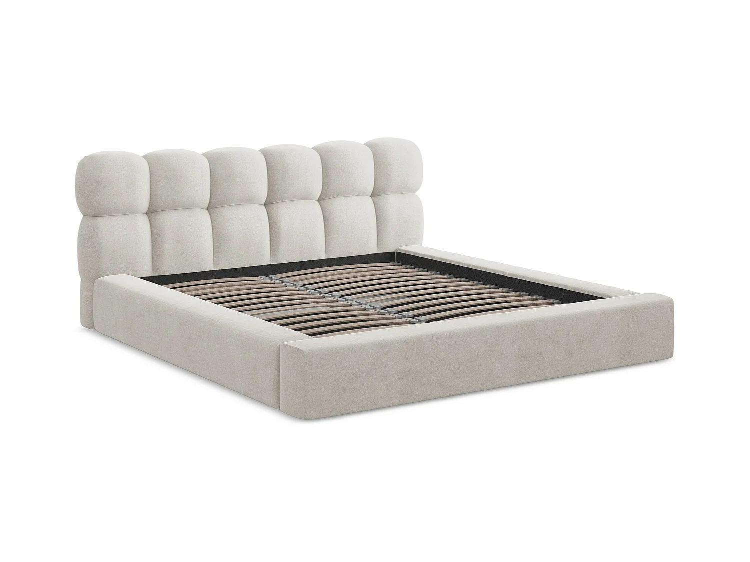 Cama con almacenaje de terciopelo - 180x200 cmKAHU - beige claro - KAHU