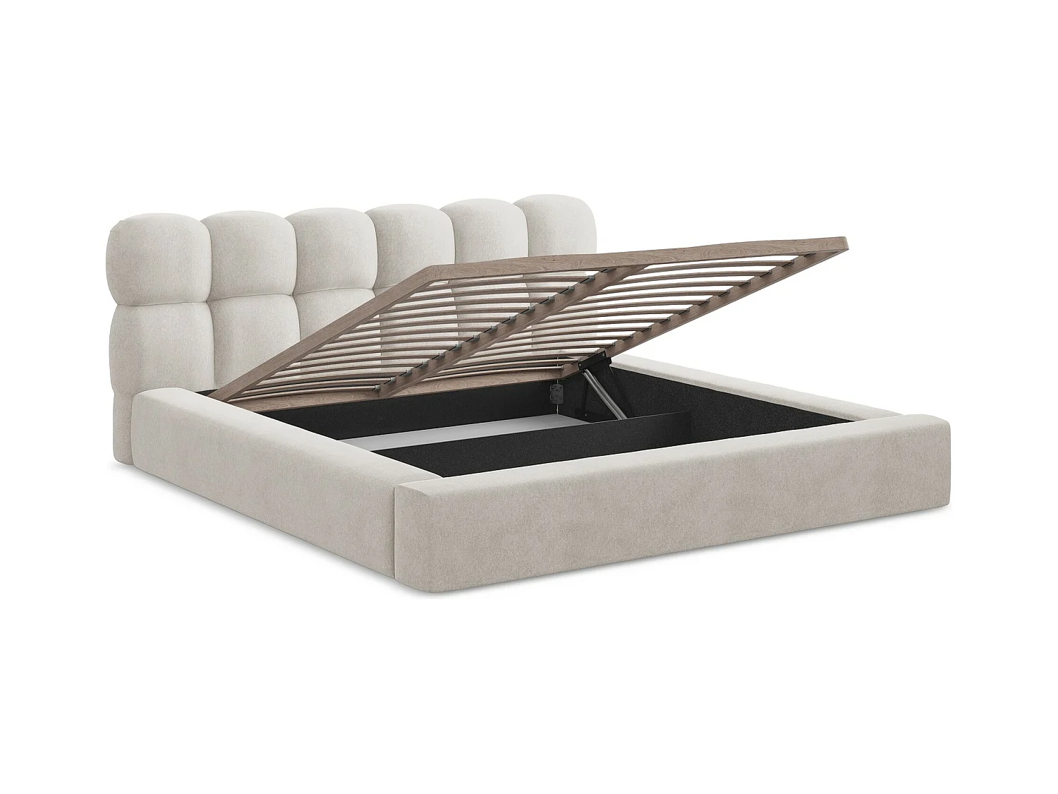 Cama con almacenaje de terciopelo - 180x200 cmKAHU - beige claro - KAHU