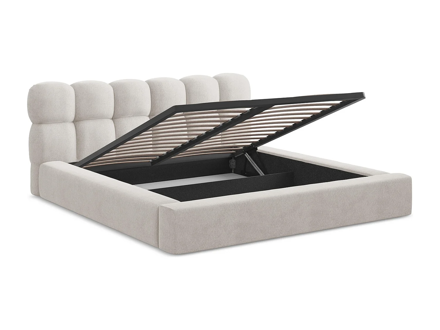 Lit rembourré avec rangement 220 x 240 - en Samt - beige clair - KAHU