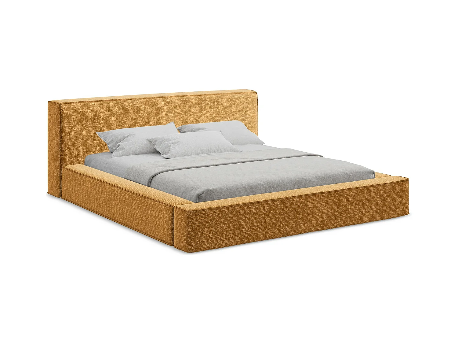 Lit rembourré avec rangement 220 x 240 - en Strukturstoff - moutarde - NOHO
