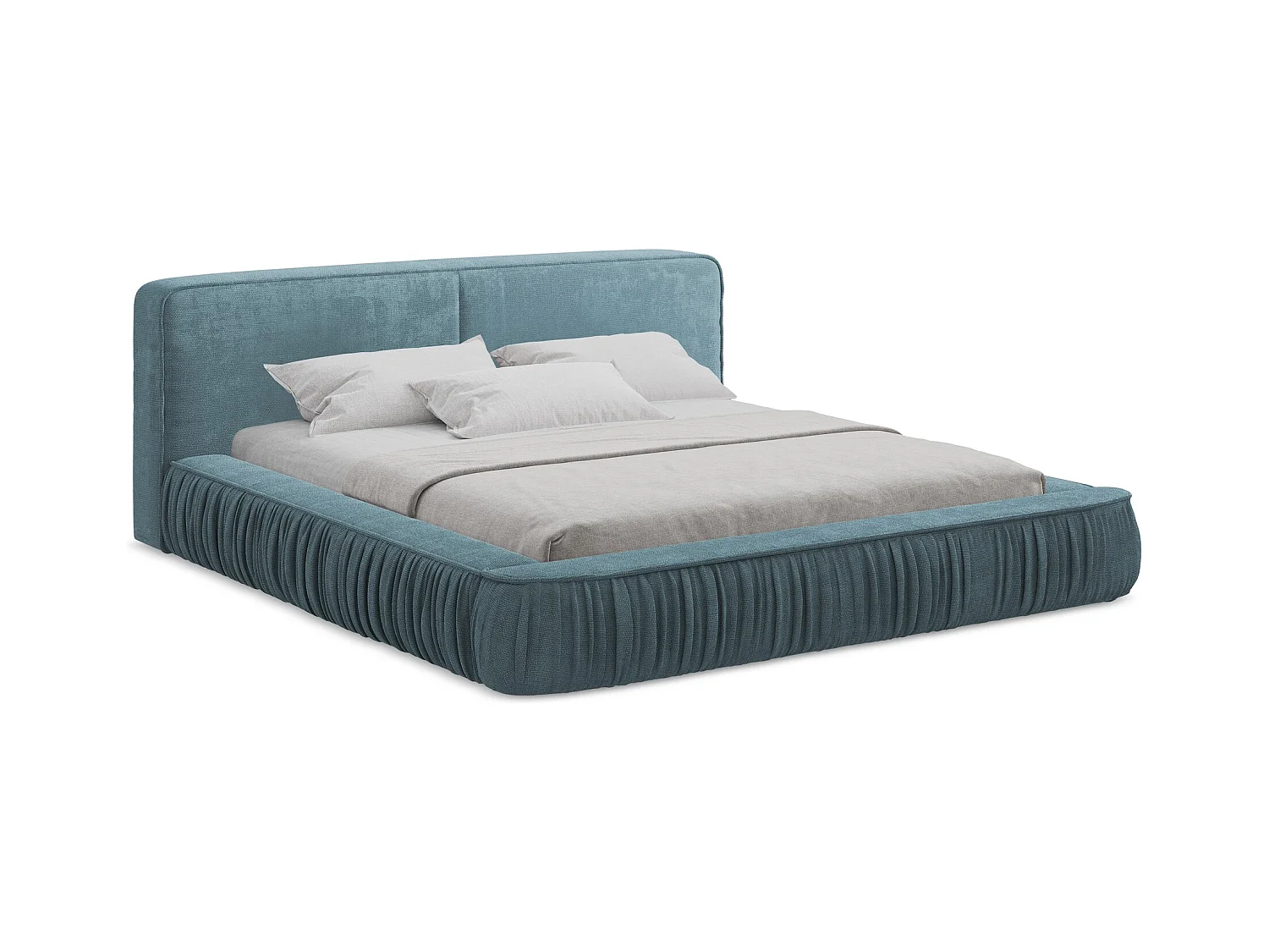 Lit rembourré avec rangement 218 x 238 - en Chenille - jeans - KEONI