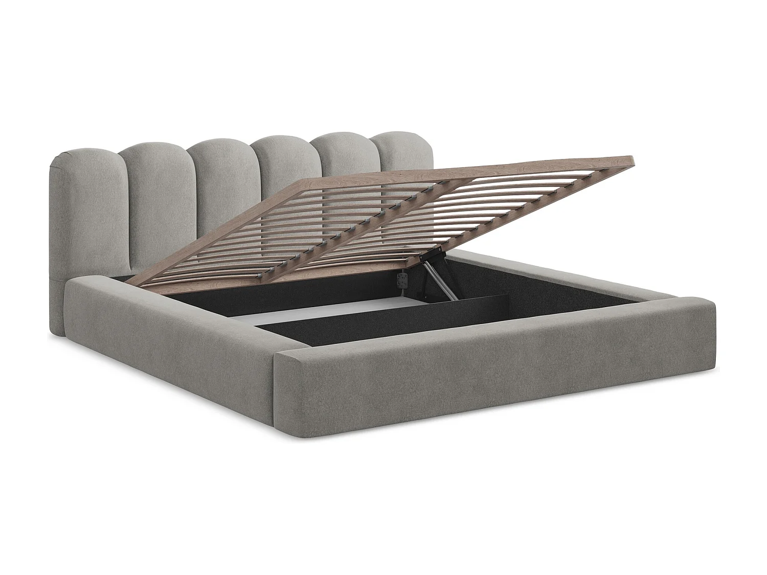 Polsterbed mit Stauraum - 180 x 238 - Samt - Grau - MANO