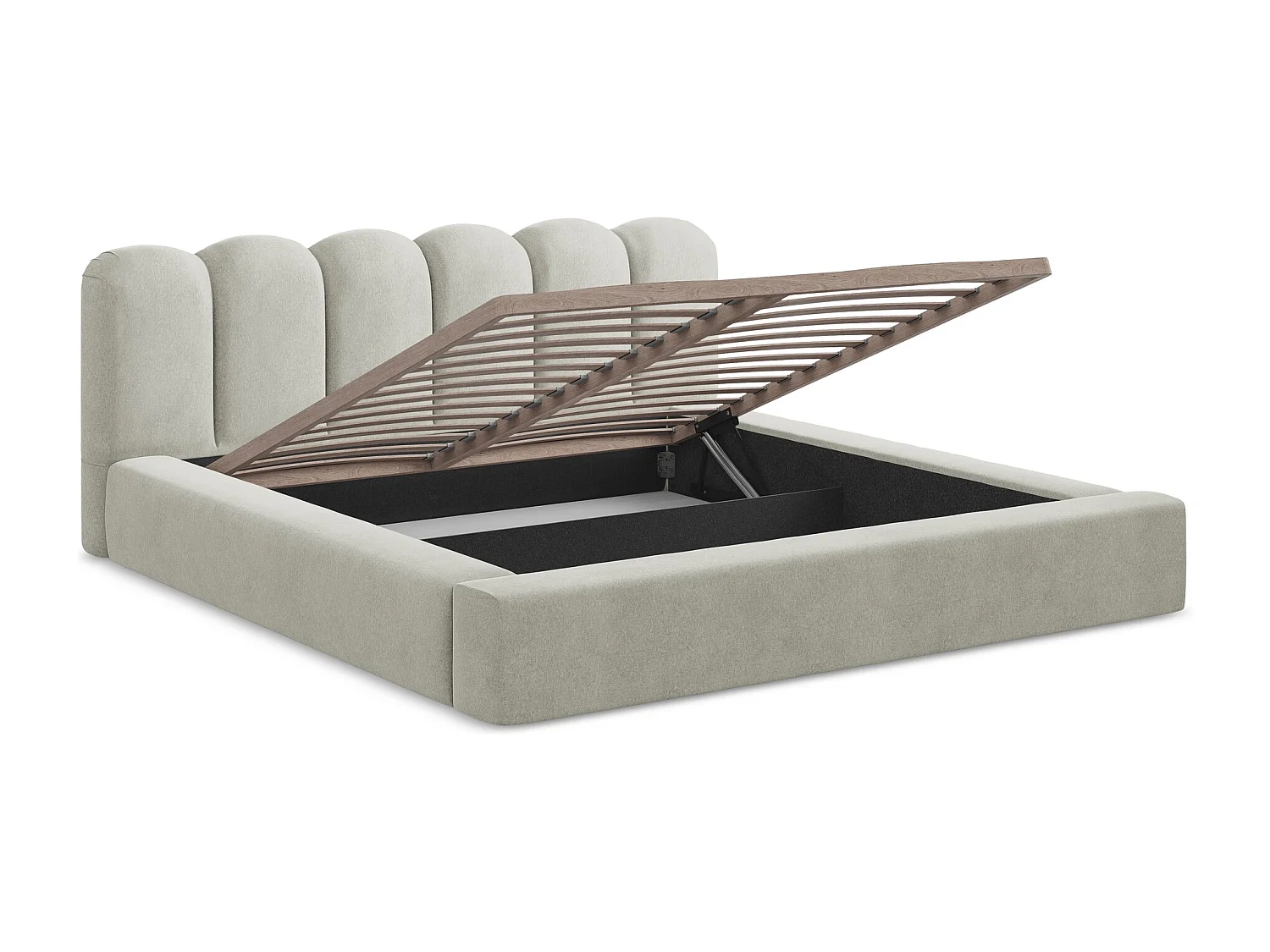 Lit rembourré avec rangement 200 x 238 - en Samt - gris clair - MANO