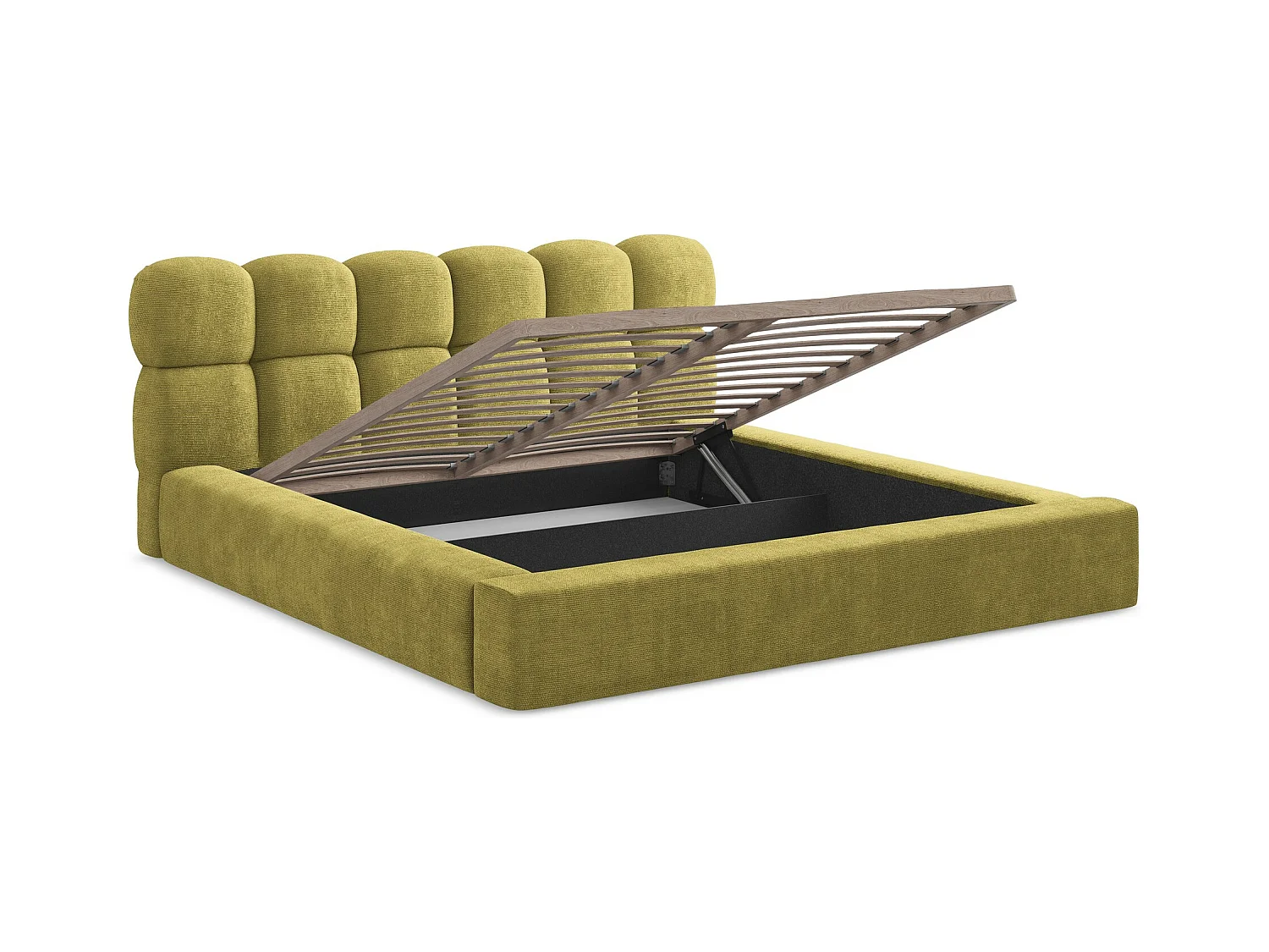 Polsterbed mit Stauraum - 180 x 240 - Chenille - Limettengrün - KAHU