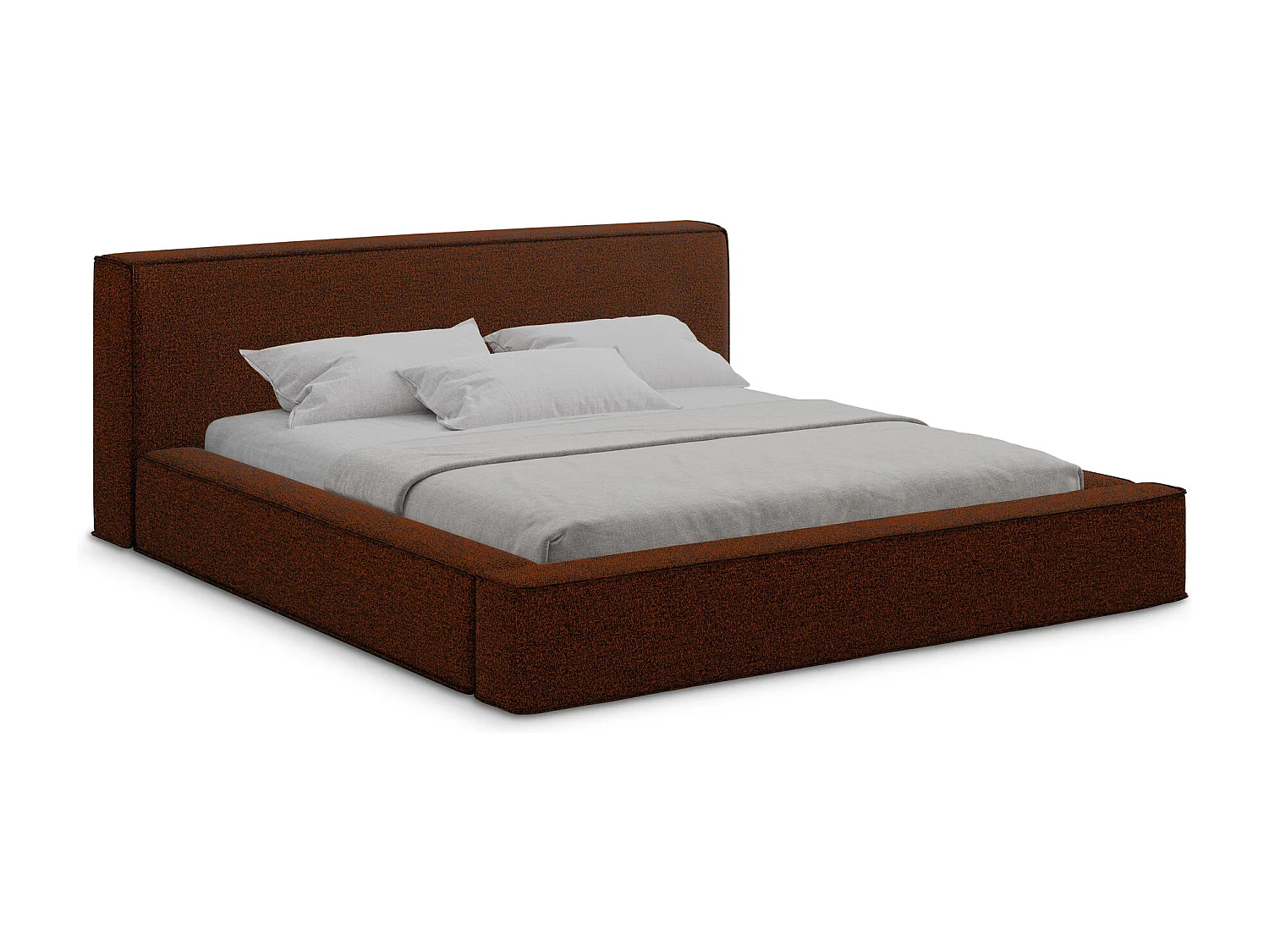 Lit rembourré avec rangement 180 x 240 - en Bouclé - terre cuite - NOHO