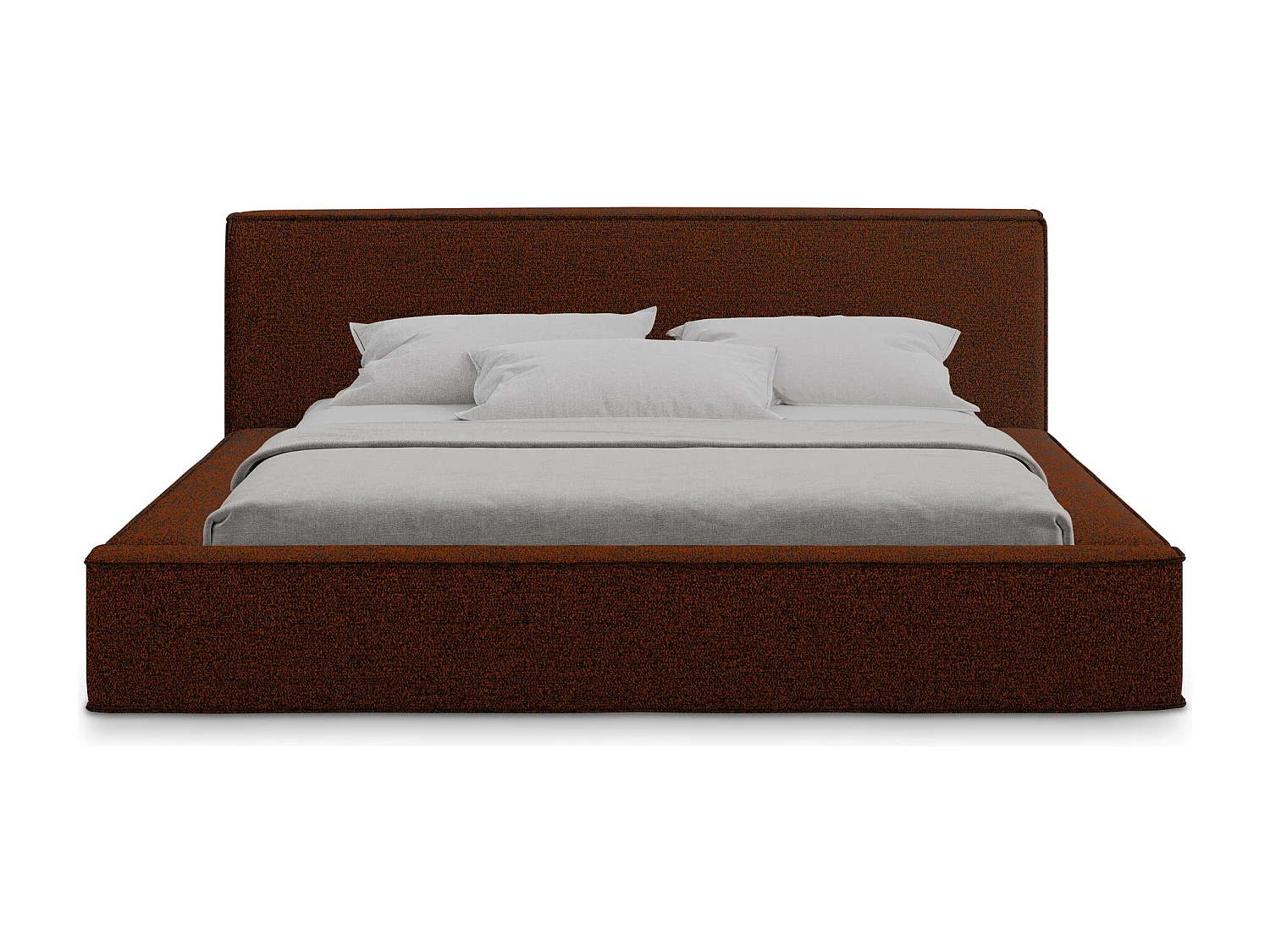 Lit rembourré avec rangement 180 x 240 - en Bouclé - terre cuite - NOHO