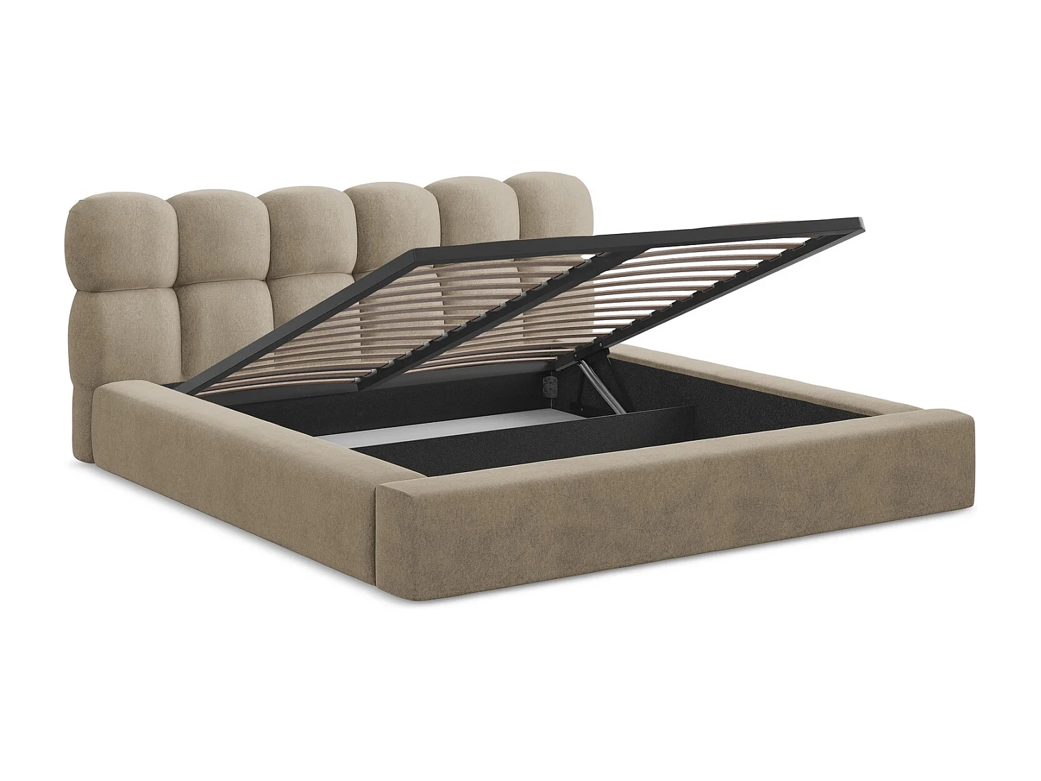 Polsterbed mit Stauraum - 200 x 240 - Samt - Beige - KAHU