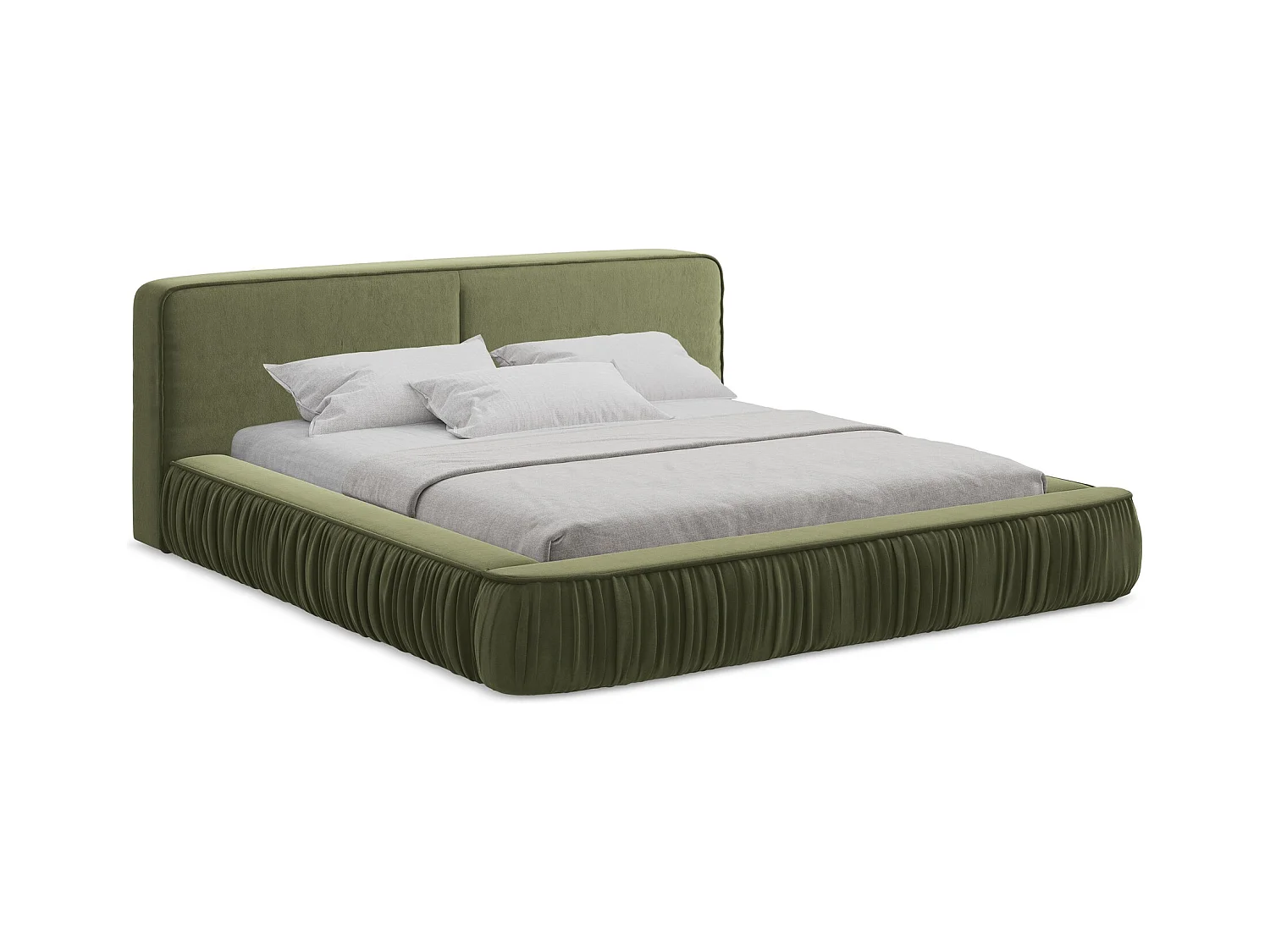Polsterbed mit Stauraum - 198 x 238 - Samt - Olive - KEONI