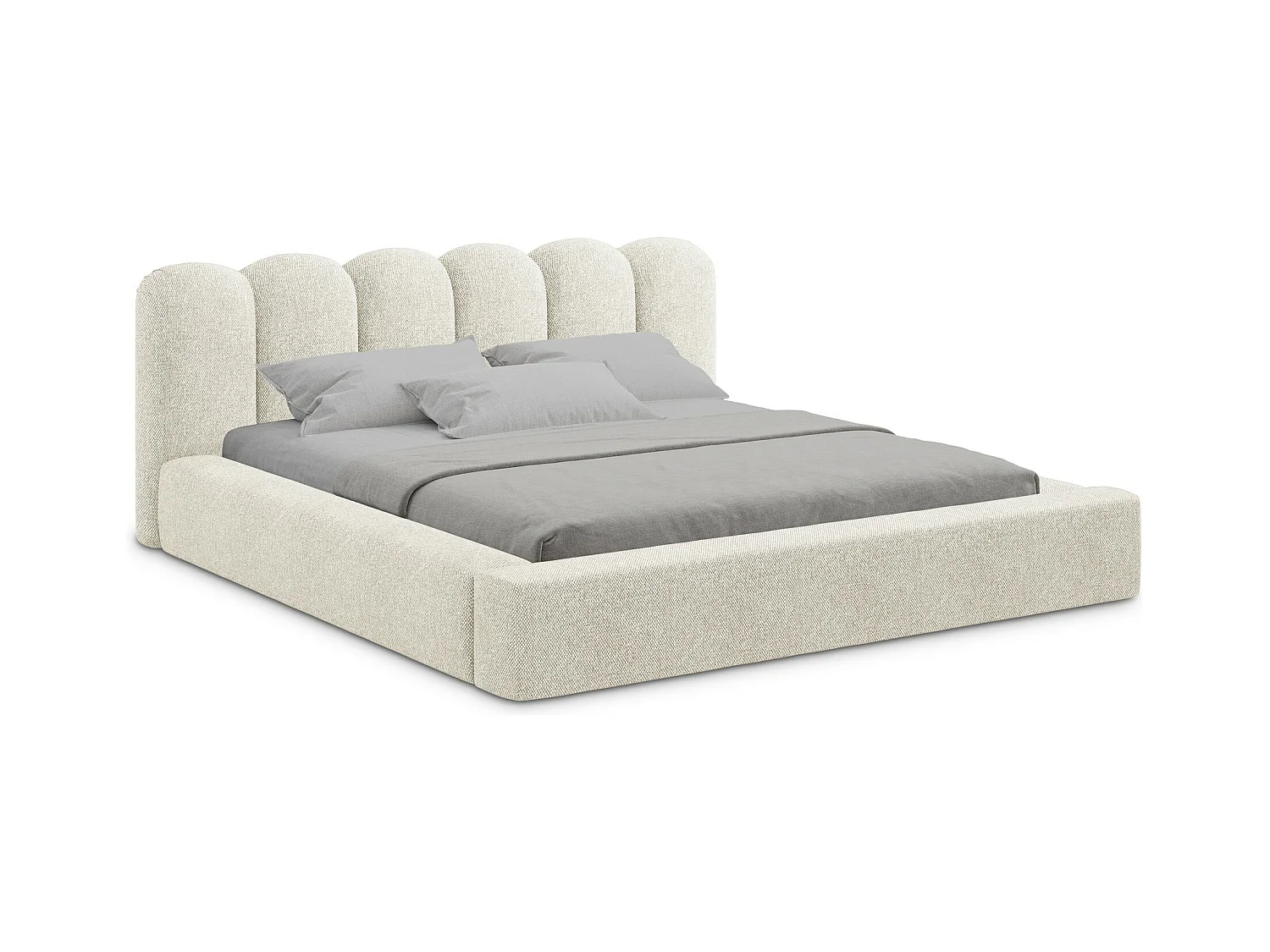 Lit rembourré avec rangement 220 x 238 - en Strukturstoff - beige foncé - MANO