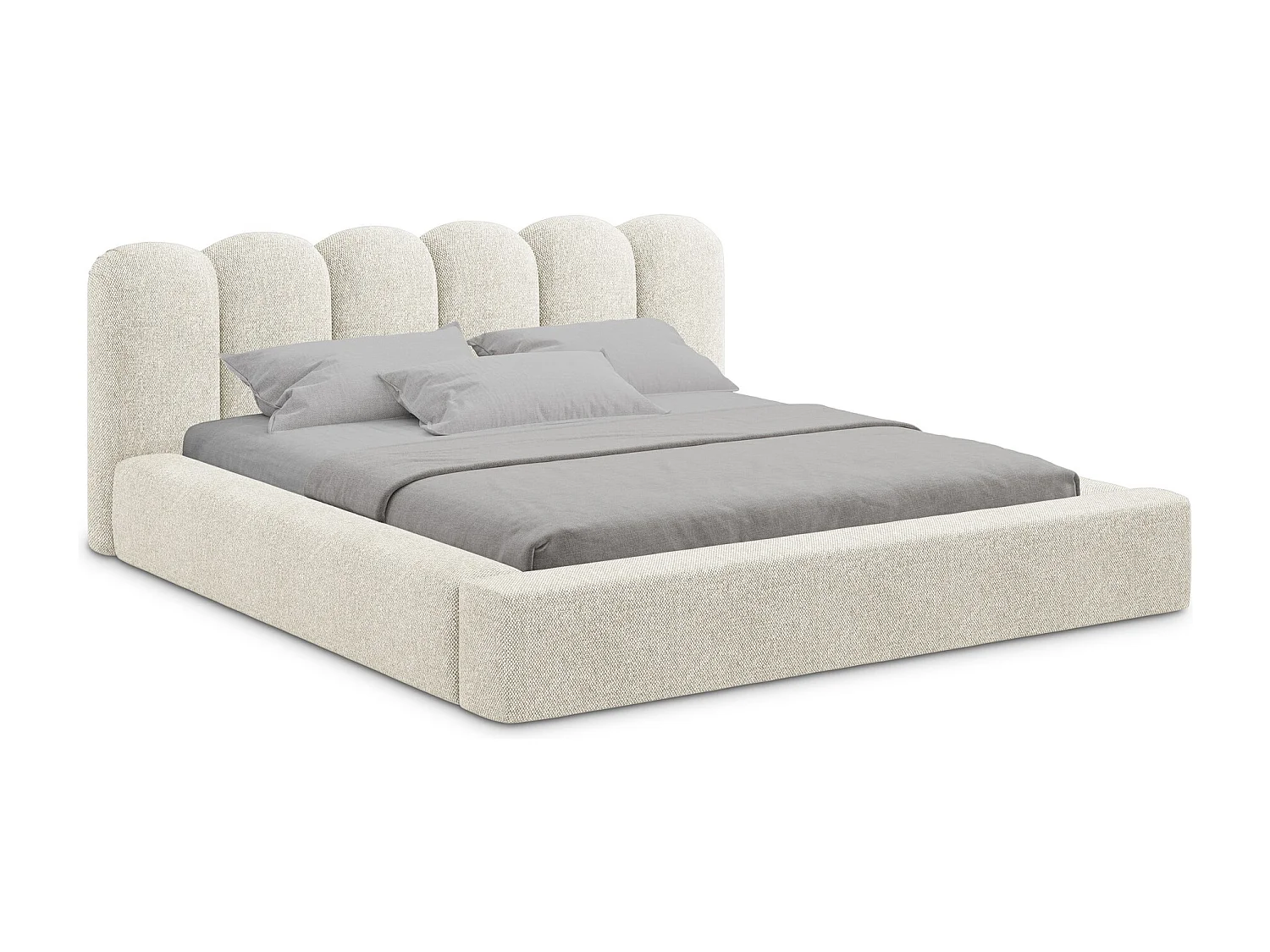 Bed met opbergruimte - 220 x 238 van Donkerbeige Structuurstof - MANO